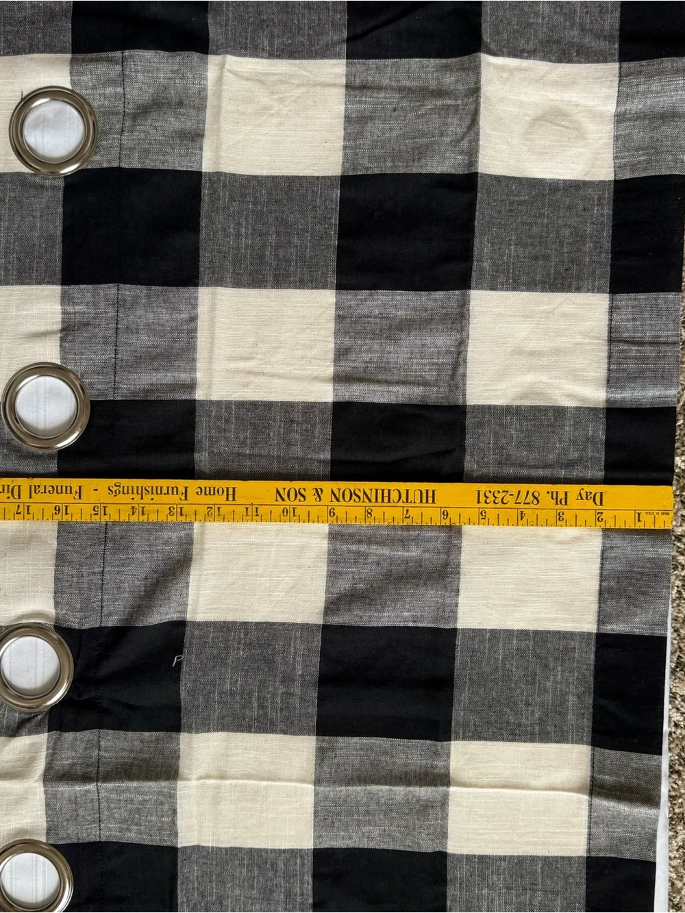 Black and Cream Buffalo Check Grommet Curtain Panels - Set of 2